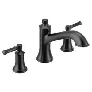 Moen T683BL Moen Dartmoor Two-Handle Roman Tub Faucet Trim, High Arc Spout, Lever Handles, ADA-Compliant, M-PACT, Matte Black - T683BL