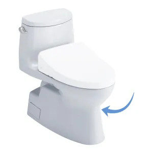 Toto CST614CEFGAT40#01 TOTO CST614CEFGAT40#01 Carlyle II One-Piece Elongated 1.28 GPF WASHLET+ and Auto Flush Ready Toilet with CEFIONTECT, Cotton White