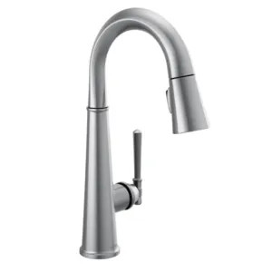 Delta 9982-AR-PR-DST Delta Emmeline Single Handle Pull-Down Bar/Prep Faucet, Lumicoat Arctic Stainless - 9982-AR-PR-DST