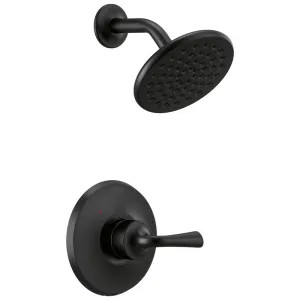 Delta T14233-BL Delta Kayra Monitor 14 Series Single-Handle Shower Faucet with Single-Setting Rain Showerhead, 1.75 GPM, Lever Handle, Matte Black - T14233-BL