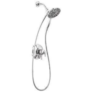 Delta T17233-I Delta Kayra Monitor 17 Series Two-In-One In2ition Shower Faucet with Volume Control, 4-Setting, Two Handles, 1.75 GPM, Lever Handles, Chrome - T17233-I