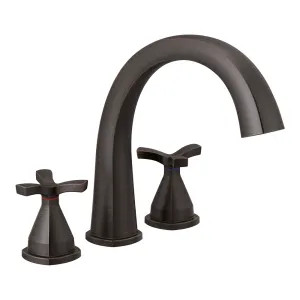 Delta T27776-RB Delta Stryke Two-Handle Roman Tub Faucet Trim, High Arc Spout, Cross Handles, Venetian Bronze - T27776-RB