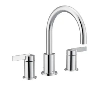 Moen T6222 Moen Cia Two-Handle Chrome Widespread Lavatory Faucet Trim with Metal Pop-Up, M-PACT, Duralock, 1.2 GPM, ADA Lever Handles, Three-Hole - T6222