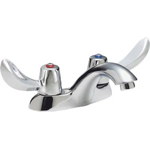 Delta 21C143-TI Delta 21C143-TI Tech 2-Handle Cast Centerset Lavatory Faucet, Hooded Lever, No Pop-Up Hole, Standard Aerator, Temp Indicators, Chrome