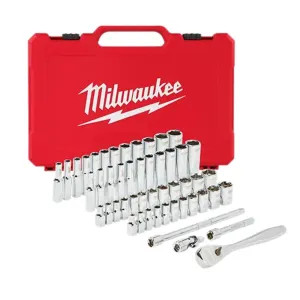 Milwaukee 48-22-9004 Milwaukee 1/4-Inch SAE and Metric Drive Ratchet and Socket Set, 50 Pieces - 48-22-9004
