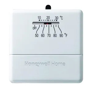  CT33A1009/E1 Honeywell Non-Programmable Thermostat, Heat Only, Snap Acting Switch, White - CT33A1009/E1