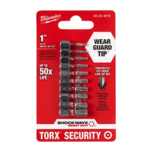 Milwaukee 48-32-4618 Milwaukee 48-73-5042 SHOCKWAVE Torx Security Insert Bit Set - 10Pc