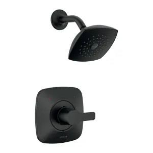Delta T142339-BL-PP Delta Modern Monitor 14 Series Single-Handle Shower Faucet with Single-Setting Rain Showerhead, 1.75 GPM, Lever Handle, Matte Black, Project Pack - T142339-BL-PP
