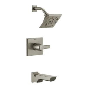 Delta T14499-SS-PR Delta Pivotal Monitor 14 Series H2Okinetic Tub/Shower Faucet with Rain Showerhead, Single-Handle, 1.75 GPM, Lever Handle, Lumicoat, Stainless - T14499-SS-PR