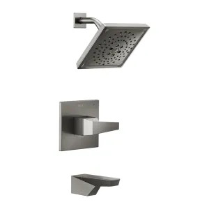 Delta T14443-KS-PR Delta Trillian Monitor 14 Series Single-Handle Tub/Shower Faucet with H2Okinetic Showerhead, 1.75 GPM, Lever Handle, Lumicoat, Black Stainless - T14443-KS-PR