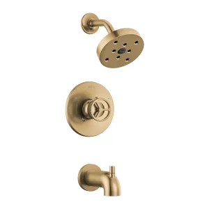 Delta T14458-CZ Delta Trinsic Monitor 14 Series H2Okinetic Tub/Shower Faucet with Rain Showerhead, Single-Handle, 1.75 GPM, Wheel Handle, Champagne Bronze - T14458-CZ