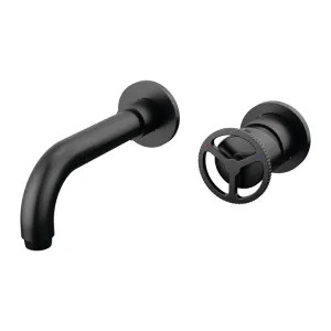 Delta T3558LF-BLWL Delta Trinsic Tube Spout Wall-Mount Matte Black Lavatory Faucet Trim for 4