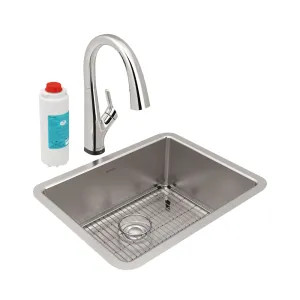 Elkay ELUH2115TFLC Elkay ELUH2115TFLC Lustertone Iconix Single Bowl Undermount Kitchen Sink Kit with Filtered Faucet - Stainless Steel