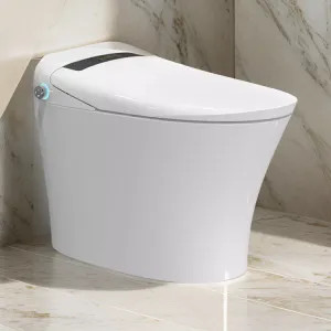 Trone Plumbing A3ETBCERN-12.WH Trone Aquatina III Smart Bidet Toilet Combo with Toe Touch Sensor, Auto-Open/Close, Digital Display, Heated Seat, Night Light, Auto-Flush, 1.28 GPF, White - A3ETBCERN-12.WH