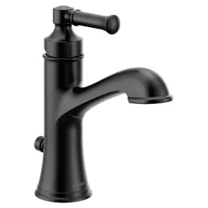 Moen 6803BL Moen Dartmoor Single-Handle High Arc Bathroom Faucet with Deckplate and Metal Pop-Up, 1.2 GPM, Pivot Action Lever Handle, Matte Black - 6803BL