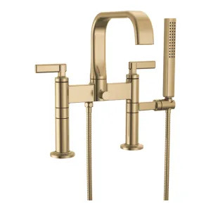 Brizo T70368-GL Brizo Allaria Two-Handle Multi-Mount Tub Faucet Trim with Hand Shower, 2-Hole, 1.75 GPM, Lever Handles, ADA, Brilliance Luxe Gold - T70368-GL