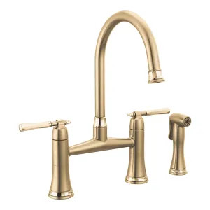 Brizo 62558LF-GLPG Brizo Tulham Luxe Gold/Polished Gold Two Handle Bridge Kitchen Faucet With Side Spray - 62558LF-GLPG