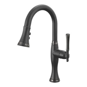 Brizo 63958LF-BLBNX Brizo Tulham Single Handle Pull-Down Bar/Prep Faucet, Matte Black/Black Onyx - 63958LF-BLBNX