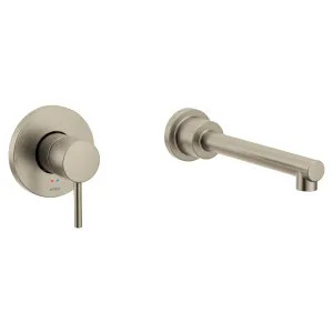 Moen WT391BN Moen Align Wall-Mount Tub Faucet with 10in Ultrathin Tub Spout, Single Lever Handle with Temperature Indicator, 8 GPM, Brushed Nickel - WT391BN