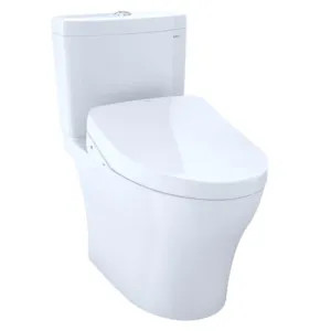 Toto MW4463056CEMFGN#01 TOTO Aquia IV Two-Piece Skirted Toilet with WASHLET+ (S550e), Elongated, Universal Height, 1.28/0.9 GPF, Cotton White - MW4463056CEMFGN#01