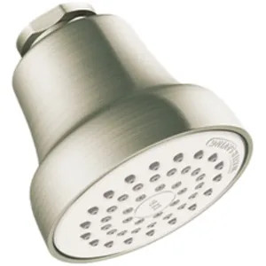 Cleveland Faucet 42018BNGR Cleveland Faucet Cornerstone 2in Single-Function Shower Head Only, Round, Wall-Mount, WaterSense-Certified, 1.75 GPM, LifeShine Brushed Nickel - 42018BNGR