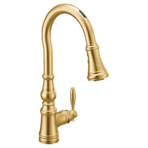 Moen S73004EV2BG Moen Weymouth Smart Motion Control Single Handle High Arc Pull-Down Kitchen Faucet, Brushed Gold - S73004EV2BG