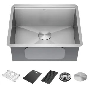 Delta 95B9031-23S-SS Delta Rivet 23” x 19” x 9-1/2” Single Bowl Undermount Workstation Kitchen Sink Kit, Stainless Steel - 95B9031-23S-SS