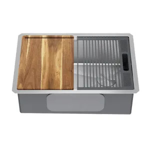 Delta 95B932-30S-SS Delta Lorelai 30” x 19” x 9-1/2” Single Bowl Undermount Workstation Kitchen Sink, Stainless Steel - 95B932-30S-SS