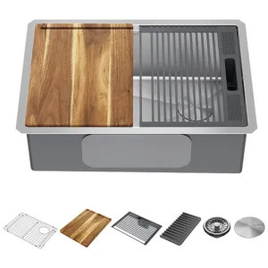 Delta 95B932-32S-SS Delta Lorelai 32” x 19” x 9-1/2” Single Bowl Undermount Workstation Kitchen Sink, Stainless Steel - 95B932-27S-SS