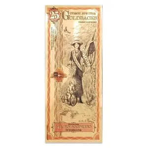   Goldback 25 Bill - Utah, Victoria - 1/40th Troy Oz .9999 - Gold-Minted Bill