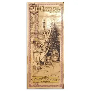   Goldback 50 Bill - Utah, Libertas - 1/20th Troy Oz .9999 Gold-Minted Note