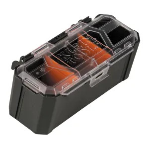 Klein 54815MB Klein MODbox Dark Gray Parts Bin Rail Attachment with Clear Lid and Removable Dividers, Snaps Shut - 54815MB