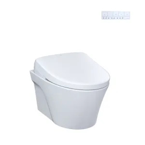 Toto CWT4264726CMFG#MS TOTO AP Wall-Hung Toilet w/ WASHLET+ (S7), Matte Silver Push Plate, Elongated, 1.28/0.9 GPF, Cotton White - CWT4264726CMFG#MS