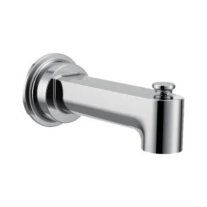Moen 4325 Moen Greenfield 7-3/8-inch Wall Mounted Chrome Diverter Tub Spout with 1/2-inch Connection Size, Slip Fit - 4325