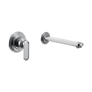 Moen WT621 Moen Greenfield Wall-Mount Non-Diverter Tub Faucet, Single Lever Handle, Temperature Indicator, 10in Ultrathin Tub Spout, 8 GPM, Polished Chrome - WT621