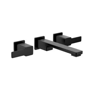 Moen TS6731BL Moen 90 Degree Two-Handle Wall-Mount  Matte Black Bathroom Faucet, M-PACT, WaterSense, 1.2 GPM, Lever Handle, Three-Hole - TS6731BL