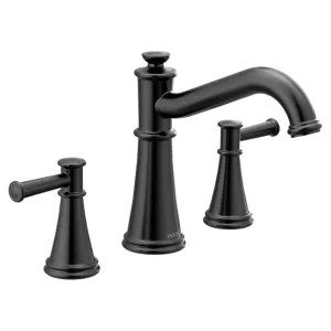 Moen T9023BL Moen Belfield Two-Handle Metal Roman Tub Faucet, Lever Handles, 10in Center, Matte Black - T9023BL