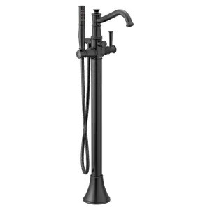 Moen 9025BL Moen Belfield 6 GPM Freestanding Tub Filler with 1.75 GPM Single-Function Hand Shower, Single Lever Handle, Matte Black - 9025BL