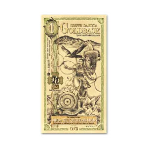   Goldback 1 Bill - South Dakota, PAX  - 1/1000th Troy Oz .9999 Gold-Minted Note