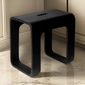 Alfi ABST99BM Alfi Matte Black Solid Surface Resin Composite, 16in Shower Stool with Hand Insert Slot - ABST99BM