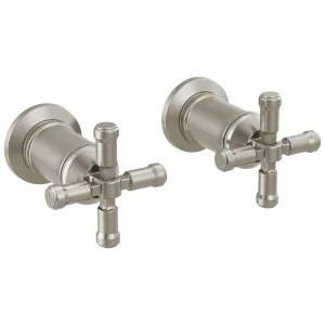 Delta H586SS-PR Delta Broderick Cross Handles for T3584LF-SSLHP-WL Two Handle Wall Mount Bathroom Faucet Trim, Lumicoat Stainless - H586SS-PR