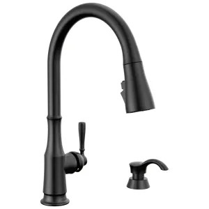 Delta 19877Z-BLSD-DST Delta Capertee Single Handle Pull-Down Kitchen Faucet with Soap Dispenser, ShieldSpray, Diamond Seal, ADA, 1.8 GPM, Matte Black - 19877Z-BLSD-DST