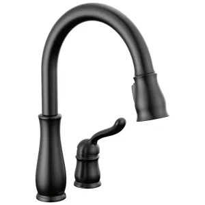 Delta 978-BLWE-DST Delta Leland Single-Handle Kitchen Pull-Down Faucet, 2 Hole, MagnaTite, Diamond Seal. ADA, 1.5 GPM, Matte Black - 978-BLWE-DST