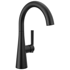 Delta 14882LF-BL Delta Bar Prep Faucet, Single Handle, Deck Mount, 360-Degree Rotating Spout, ADA-Compliant, Matte Black - 14882LF-BL