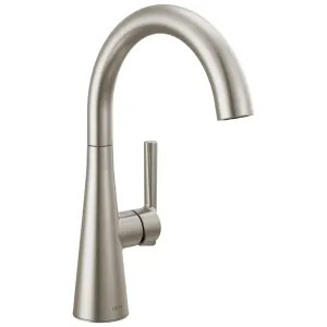 Delta 14882LF-SP Delta Bar Prep Faucet, Single Handle, Deck Mount, 360-Degree Rotating Spout, ADA-Compliant, Spotshield Stainless- 14882LF-SP