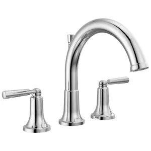 Delta T2735 Delta Saylor Roman Tub Trim, High-Arc Spout, Two Lever Handles, ADA-Compliant, Chrome - T2735