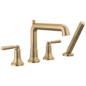 Delta T4736-CZ Delta Saylor Roman Tub Faucet Trim With 1.75 GPM Hand Shower, Fixed Spout, Two Lever Handles, ADA-Compliant, Champagne Bronze - T4736-CZ