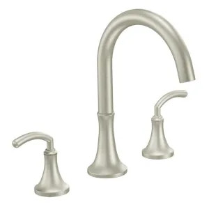 Moen TS963BN Moen Icon Two-Handle High Arc Roman Tub Faucet, 10in Center, Lever Handles, LifeShine Finish, Brushed Nickel - TS963BN