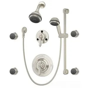 Symmons 1-7470-STN-X Symmons Water Dance Series Two-Wall Shower System with High-Flo Pressure-Balancing Valve and 24in Slide Bar, 2.5 GPM, Satin Nickel - 1-7470-STN-X