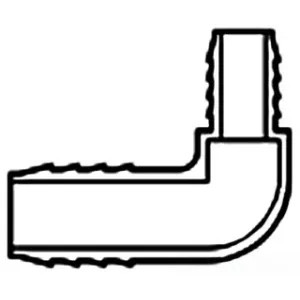 Commodity 2in Barb x 1–1/2in MIP Poly Insert Elbow , PVC